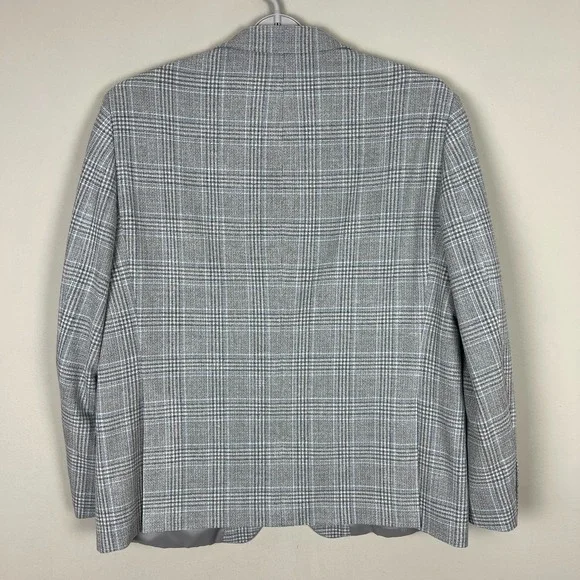 TOMMY HILFIGER Blazer Jacket Sport Coat Mens 46S Gray Blue Glen Plaid Preppy